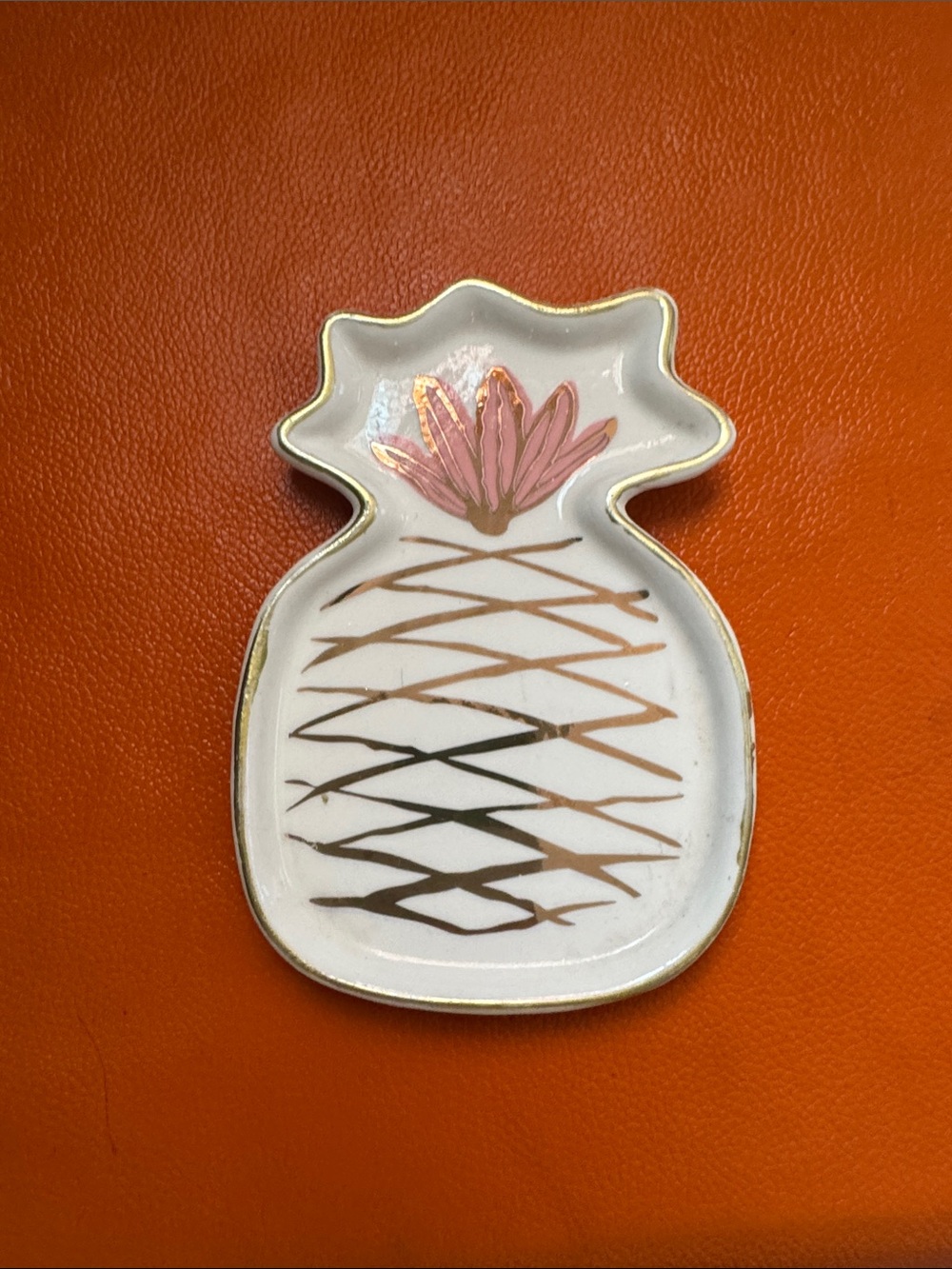 Pineapple Trinket Dish - White with Rose Gold Accents